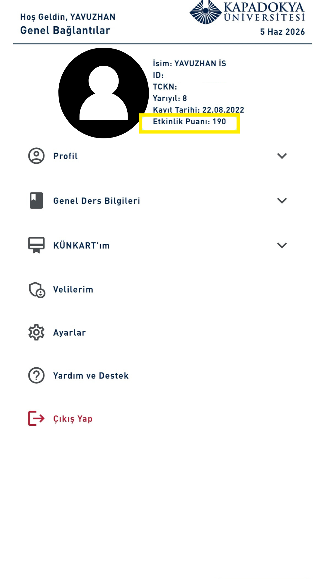 Profil ve Menü