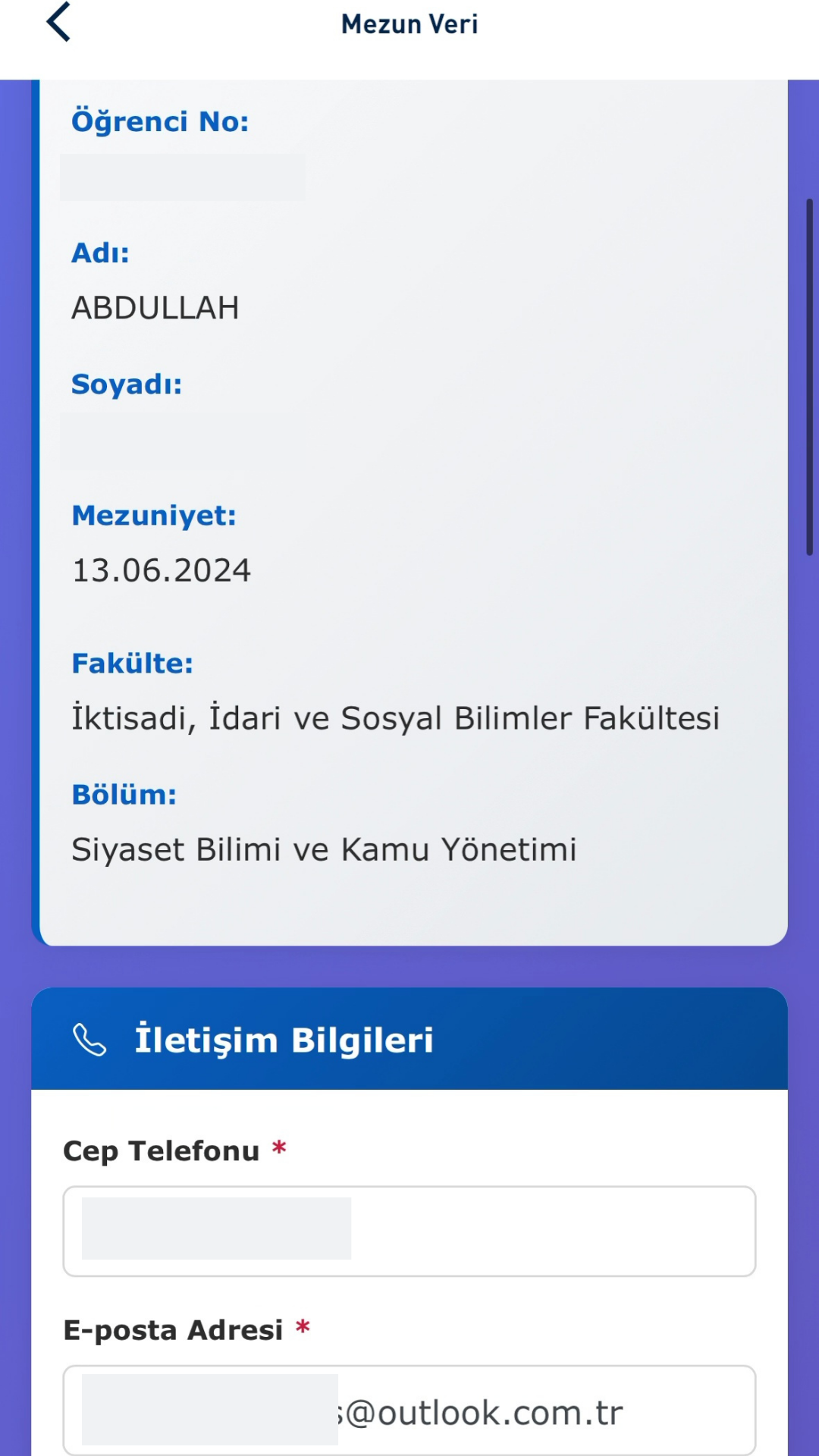 Mezun Bilgilerim