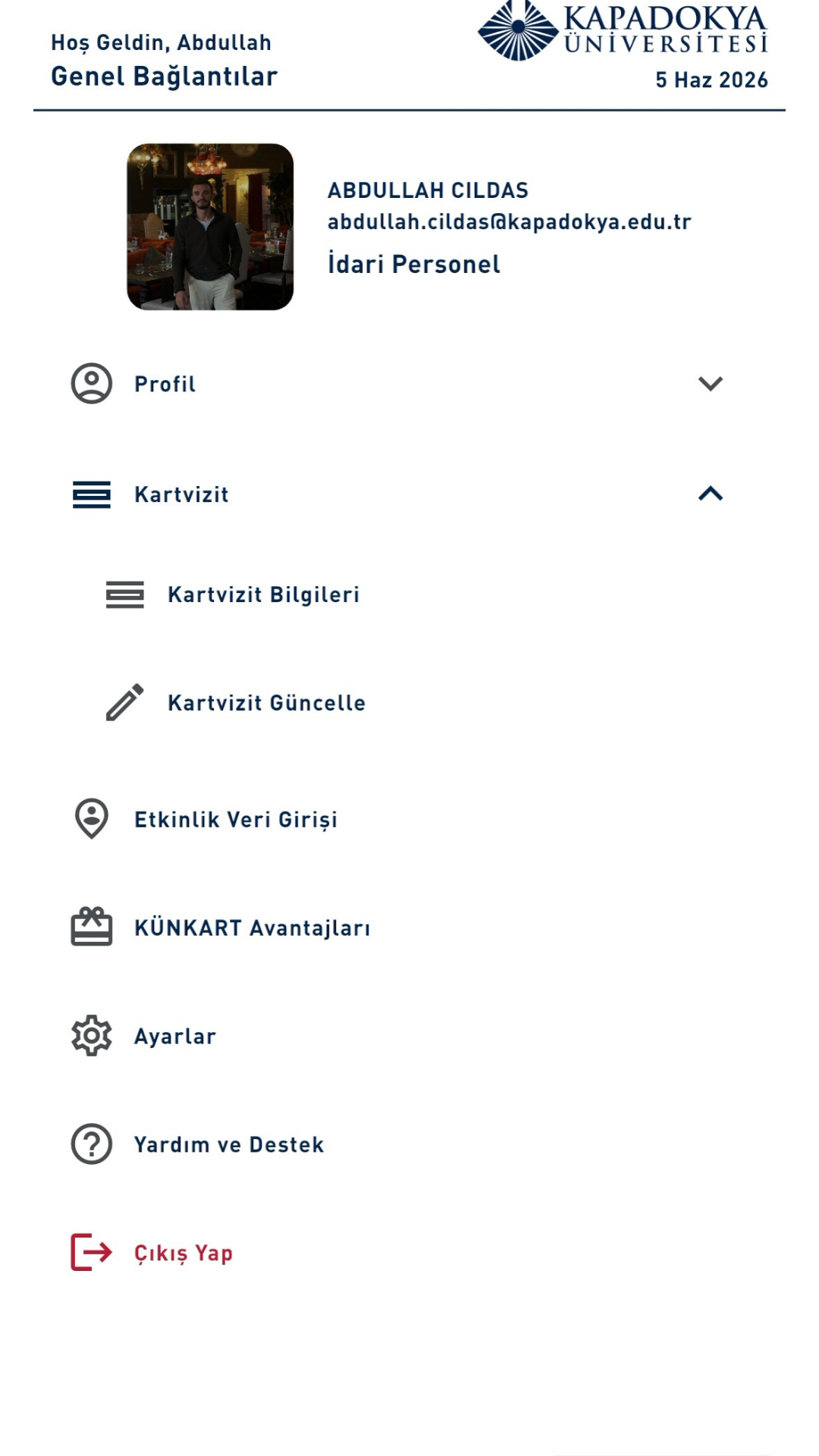 Profil ve Menü