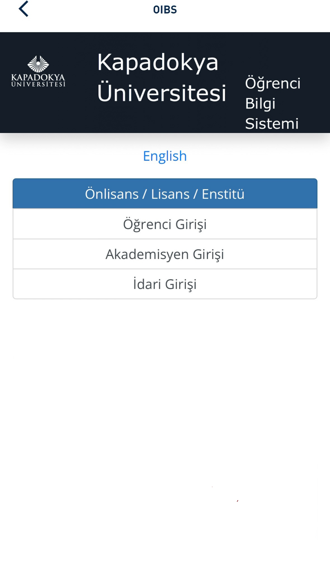 OIBS — Öğrenci Bilgi Sistemi